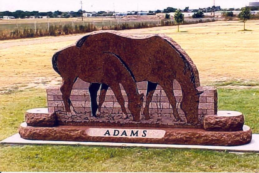 red granite estate monument
