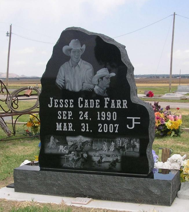 Black granite single memorial