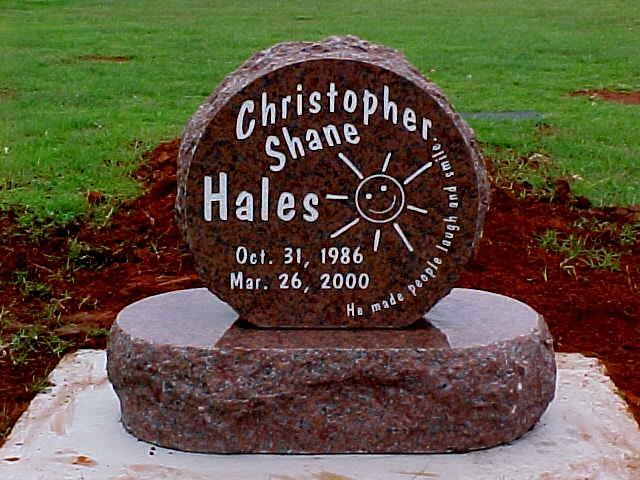 Christopher Hales single granite monument headstone