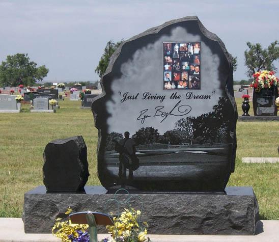 Black granite memorial Ryan Bergland 