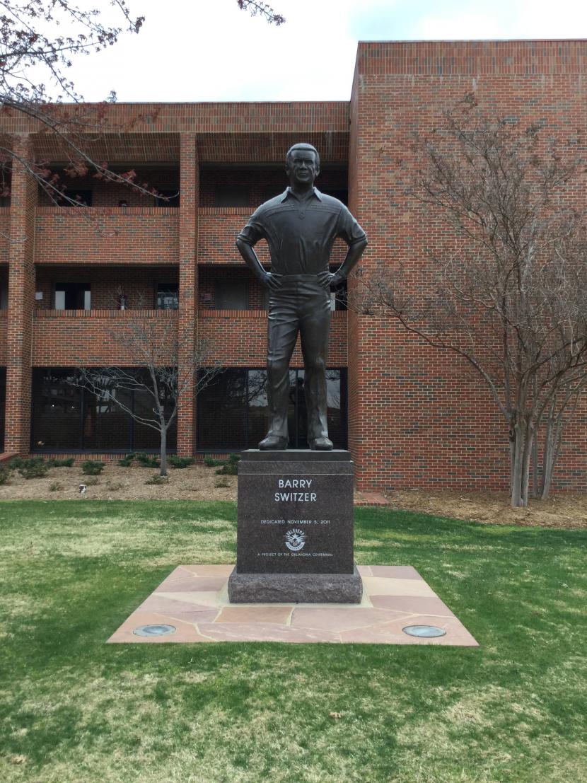 Barry Switzer statue base at OU