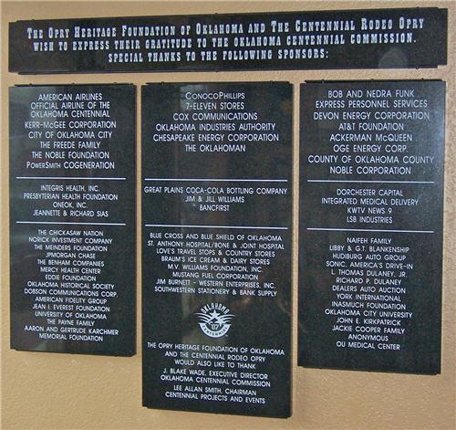 Oklahoma Opry Heritage Foundation Donor Recognition