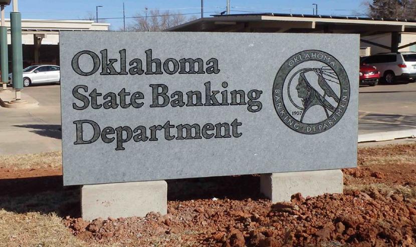 State of Oklahoma Banking Department Sign