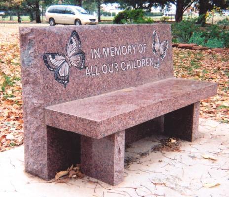 red granite bench