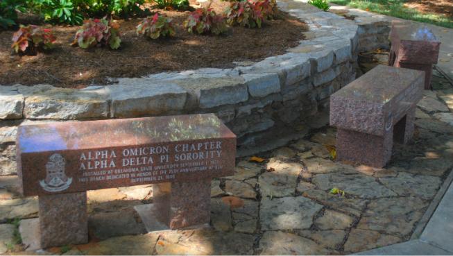 red granite benches